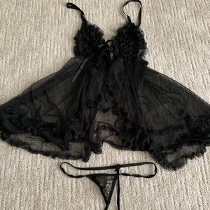 sexy black lace lingeri set  one size